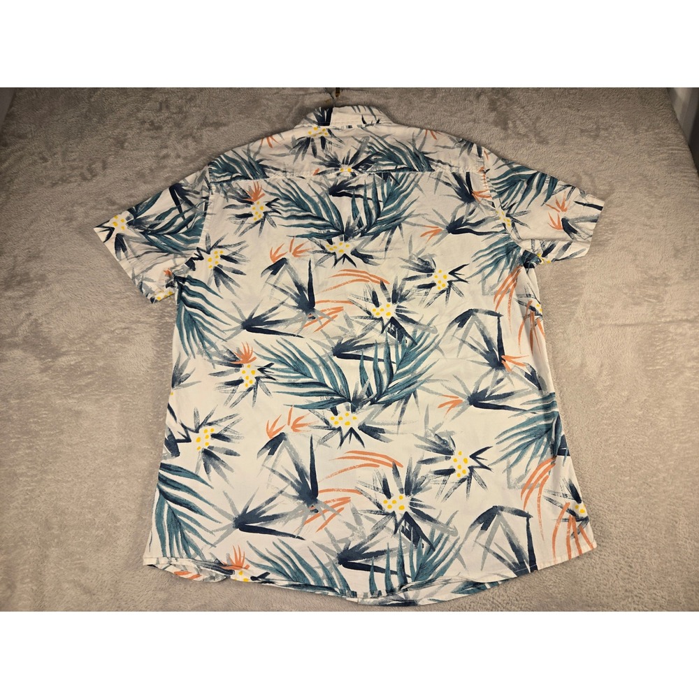 Urban Pipeline Mens Max Flex Tropical Palm Button Down Shirt White Large 0591